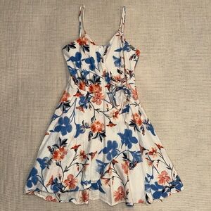 Miami White and Orange Spaghetti Strap Dress